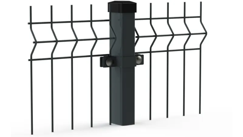 Antracit 3D kerítés panel és oszlop csatlakozásának részlete