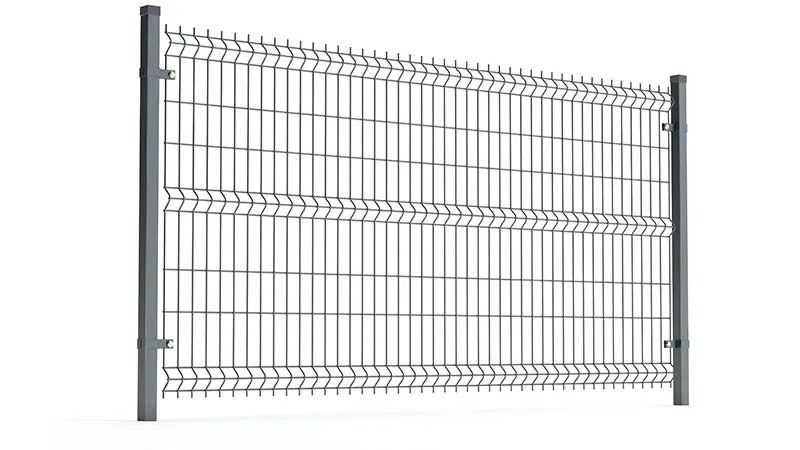 3D táblás kerítés panel szerkezetének közelképe